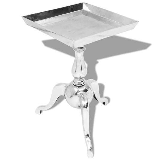 Tavolino Da Salotto Rotondo In Alluminio Argento